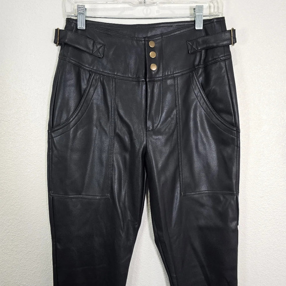 Young Fabulous & Broke Highrise Black Faux Leather Pants Straight Leg Size Small - Picture 2 of 10